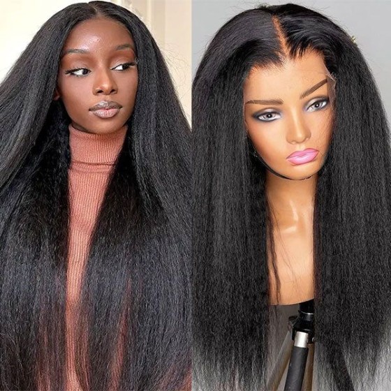 Kinky Straight Lace Front Wigs Human Hair Wigs HD 13x4 Glueless Lace Frontal Wigs
